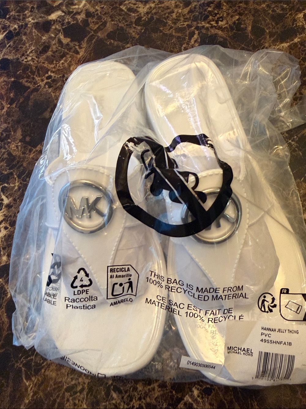 NWT Michael Kors Hannah Jelly Thong Sandals Optic White Size 7 - Picture 5 of 5